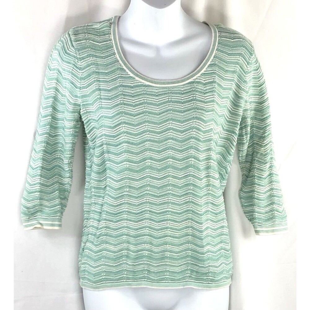Vintage IE Cropped Crochet Top PM Green Blue 3/4sleeve Fairy Romantic Hippie Y2K